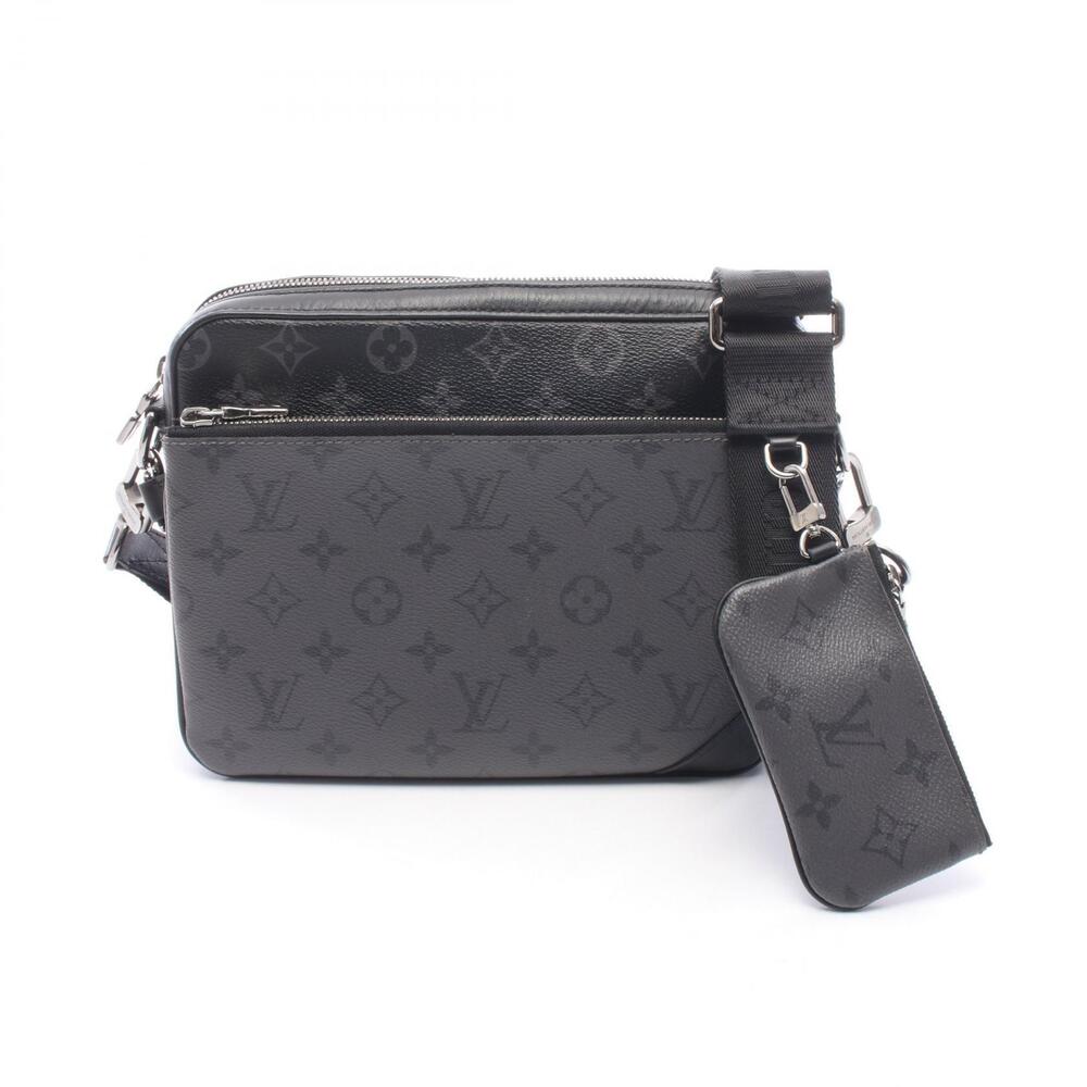 Louis Vuitton Trio Crossbody Bag Monogram Canvas Leather Eclipse Black Gray